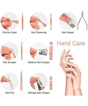 Maincure Set MOMSIV Professional 12Pcs Stainless Steel Nail Clippers Set Pedicure Kit Grooming Tools with PU Leather Case for Girls and Women Gift Rose Gold - Buy Online on SooperMarket.com