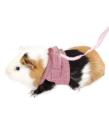 YJZQ Guinea Pigs Safety Harness Adjustable Stripe Pet Harness Vest Lead Rope for Rats Iguana Hamster Ferrets Small Animal Pet Training or Walking red
