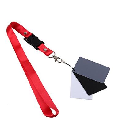 Beeiee Grey Card White Balance Card, 3.3" X 2.2",18% Gray Cards Custom Color Calibration with Lanyard Strap (Black White Grey)
