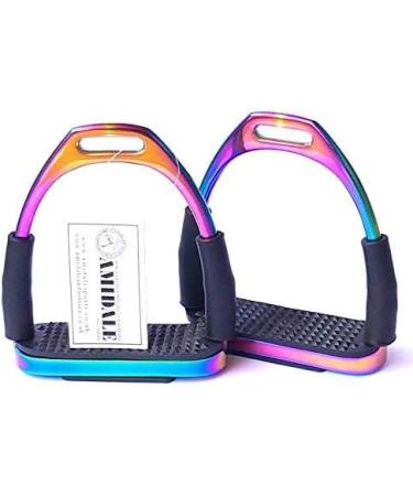 Amidale RAINBOW FLEXI SAFETY STIRRUPS HORSE RIDING BENDY IRONS S. STEEL BNWT 4.00 INCHES AND 4.75 INCHES (4.75 INCHES) - Buy Online on SooperMarket.com