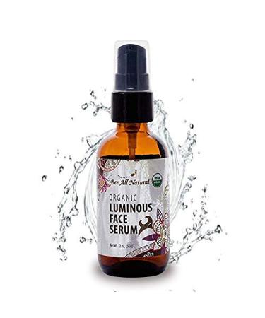 Organic Luminous Face Serum | For Youthful Moisturized & Nourished Skin | USDA Certified Organic | 2 oz. Glass Bottle