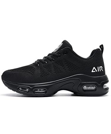PaSick Men's Air Running Shoes Tennis Jogging Gym Fashion Sneaker Lightweight Knitting Breathable Athletic Walking Shoes US 7-12.5 11 Black