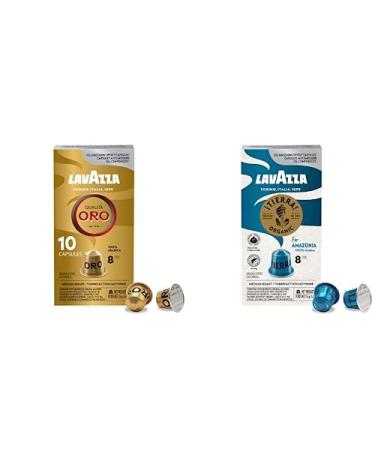 Lavazza Qualita Oro Medium Roast Coffee Capsules Compatible with Nespresso Original Machines 100% A with Tierra for Amazonia Medium Roast Coffee Capsules Compatible