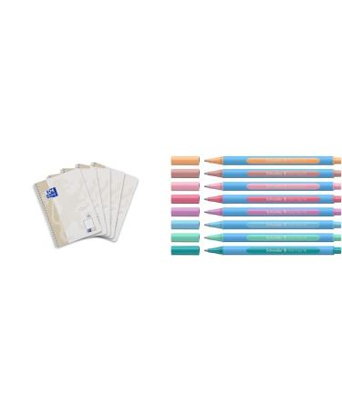 Oxford Touch Collegeblock B5 Punkcared/Dotted 80 sheet light gray 5 pieces & Schneider 152289 Slider Edge Pastell XB Ballpoint pen (three-kant pencils with line width XB) 8 Sorted bundle with ballpoint pen