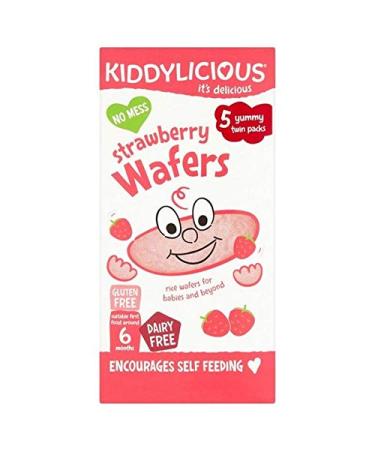 6x Kiddylicious Mini Strawberry Wafers 5 x 4g