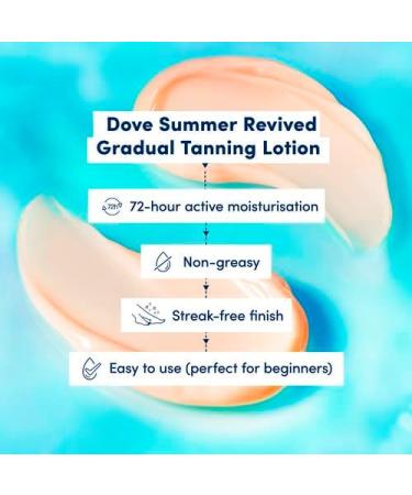Dove Summer Revived Medium to Dark Gradual Tanning Lotion for a gradual tan and natural radiant glow non greasy self-tan for all skin types 200 ml x2 - Buy Online on SooperMarket.com