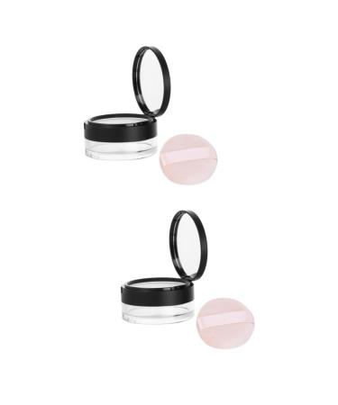 MAGICLULU 2 Pcs Cosmetic Case Empty Loose Face Powder Hen Figurine Makeup Powder Travel Loose Powder Puff 7*3.8cmx2pcs Blackx2pcs
