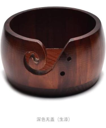 Handmade Dark Wood Yarn Bowl with Lid - Yarn Ball Holder for Knitting and Crochet - 12 Crochet Hooks Included - Buy Online on SooperMarket.com