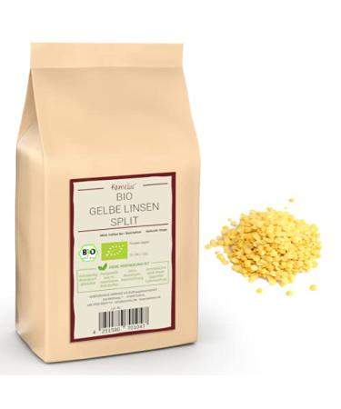 Camelur 1kg organic yellow lenses dried - dried legumes lens bio split & polished - lens yellow in biodegradable packaging