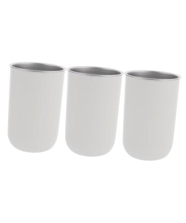 Cabilock 3st mouthwash mug made of stainless steel drinking cup made of stainless steel juice cup toothpaste cup bathroom toothbrush cup child rustproof steel double layer white toothbrush stand