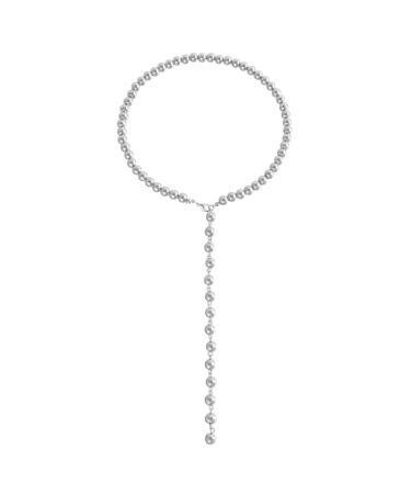 OralGos Fashionable pearl necklace with pendant for women stylish and chic jewelry collar adjustable length silver
