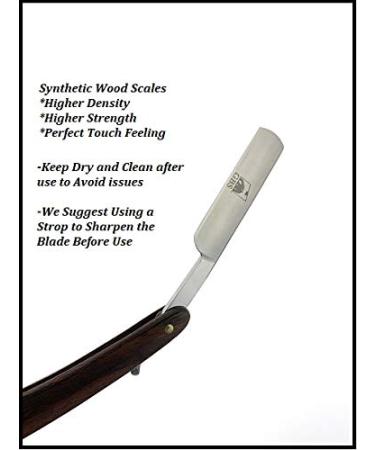 G.B.S Natural Wood Finish Straight Razor - 5/8" Shaving Razor with Dark Wooden Handle & Stainless Steel for Beard Shaping - Premium Quality - Buy Online on SooperMarket.com
