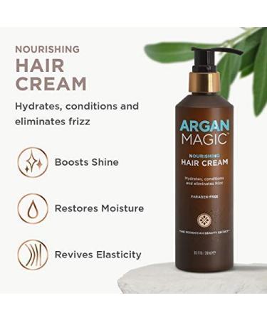 Argan Magic Nourishing Hair Cream - Hydrating, Conditioning, and Frizz Eliminating Formula for All Hair Types | Seals in Shine | Made in USA | Paraben Free & Cruelty Free - 8.5 oz - Buy Online on SooperMarket.com