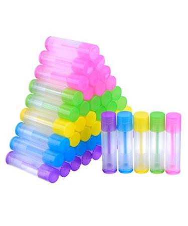 50-Pack Lip Balm Empty Clear Tubes with Twist Cap, 3/16 Oz (5.5 ml) - Multicolor - Buy Online on SooperMarket.com