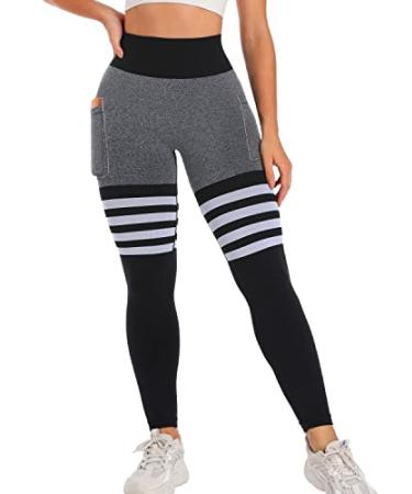 Tylarcer Workout Leggings for Women Seamless Scrunch High Waisted Butt Lifting Tights Tummy Control Yoga Pants #461-grey Small