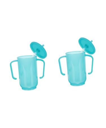 Luxshiny 2pcs Tumbler Care Lid for Handles Straw Mug Water Proof Convalescent Drinking Sippy Elderly Bottle Liquid Adult Nursing Feeder Bedridden Disabled Exclusive Training with Bluex2pcs 15x12cmx2pcs
