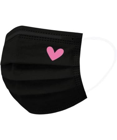 50Pcs Cute Heart Printed Black Disposable Face Masks for Men and Women - Mouth Protection Design (F) - Buy Online on SooperMarket.com