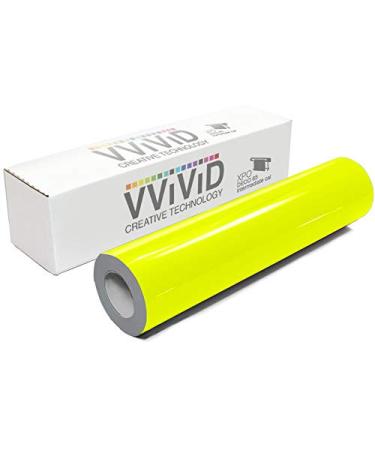 VViViD DECO65 Neon Fluorescent Permanent Adhesive Craft 1 Foot x 5 Feet Vinyl Roll (1ft x 5ft, Neon Fluorescent Yellow) 1ft x 5ft Neon Fluorescent Yellow
