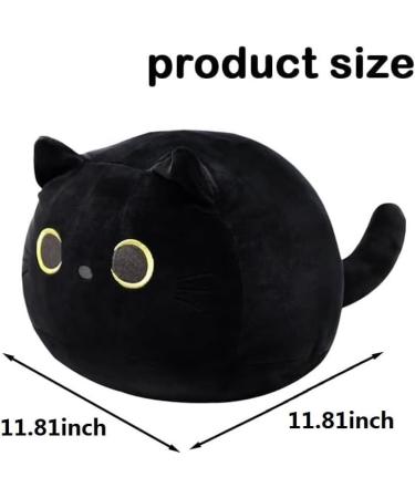 KOMUNJ Black Cat Plush 30cm - Soft Stuffed Animal Toy for Kids & Adults | Cute Cat Pillow Gift for Valentines & Birthday - Buy Online on SooperMarket.com