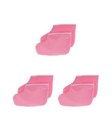 3 Set of Professional Paraffin Wax Therapy Terry Cloth Booties for Feet Spa Pedicure 3 Set of (Pink)