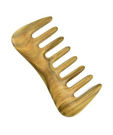 zabeto Wide Tooth Hair Comb - Natural Wood Comb for Curly Hair - No Static Sandalwood Hair Pick Wooden Comb for Detangling