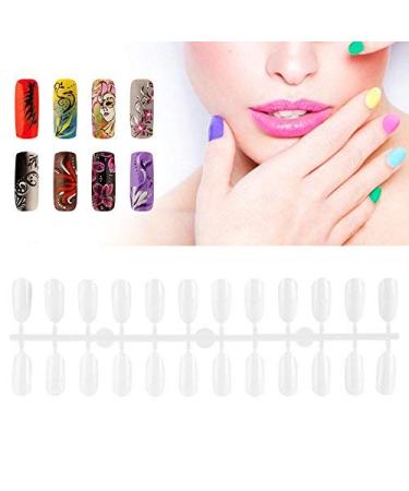 Nail Color Card Polish Oval Gel Color Display DIY Practice Nail Art False Tips Graphic Palette 240 Nailtips (White)