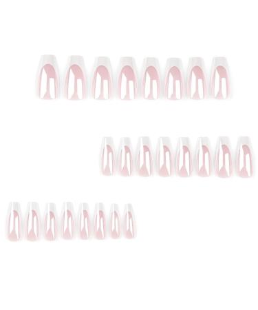 Ruarby 24x/Box Full Cover False Nails French Tip False Nails White French Press On Nails Artificial Nails Manicures Supplies
