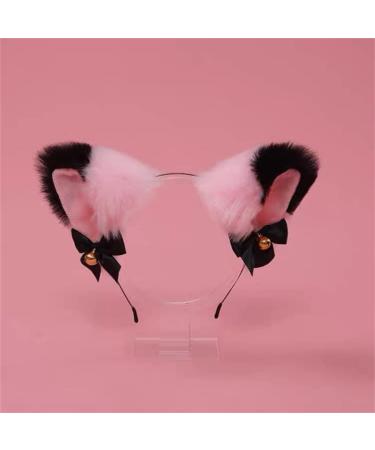 Cat Ears Bell Headband Folding Ear Powder Plus Black Gold Bell Bow Headband Fox Ear Accessories Cute Plush Headgear for Halloween Cosplay Costume Party Dress Girls - Buy Online on SooperMarket.com