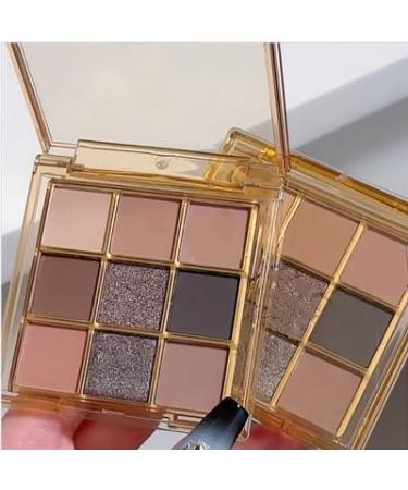 Lovelycat 9 Colors Glitter Eyeshadow Makeup Palette Matte High Pigmented Colorful Creamy Texture Eye Shadow Powder Natural Waterproof Long Lasting Eyeshadow Powder Cosmetics (A)