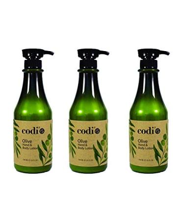 Codi Olive Hand and Body Lotion - Organic Olive Formula to Keep Skin Soft and Fresh - Antioxidant and Vitamin Enriched Formula with Moisturizing Effect - 3 Bottles of 750ml