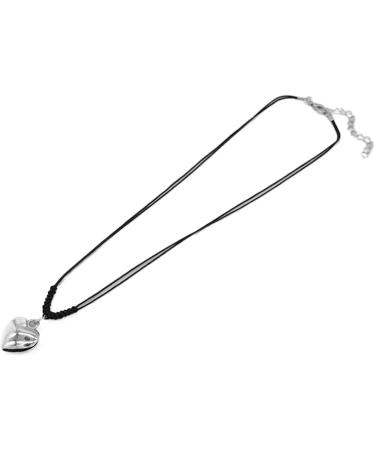Oralgos Adjustable Black Cord Necklace with Heart Trailer | Stylish Braided Rope & Alloy Chain for Men & Women - Buy Online on SooperMarket.com