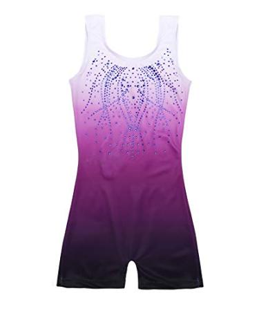 Zaclotre Kid Girls Gymnastic Leotard Sparkly Shiny Diamond Ballet Dance One Piece Outfit Shiny Purple 7-8 Years