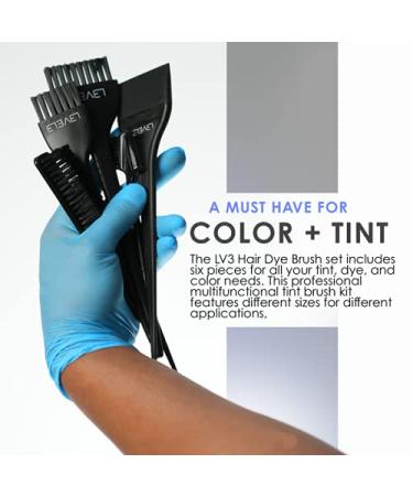 Professional 6pc Level 3 Hair Color Brush Set for Dyeing, Tinting, and Coloring - Elegant Design with Comfortable Handle - Buy Online on SooperMarket.com