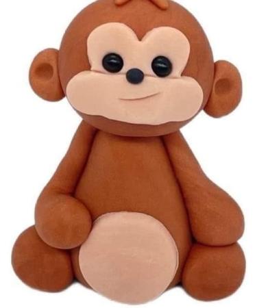 Personalised Monkey Cake Topper - Edible Fondant Safari Jungle Cupcake Decorations with an Edible Glue - Kids Birthday Supplies - Buy Online on SooperMarket.com