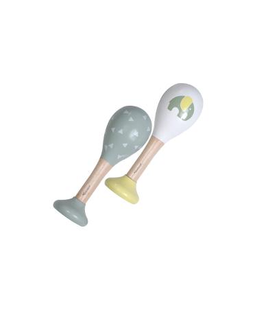 Kindsgut Wooden Rattles Set - 2 Musical Instruments for Babies | High-Quality Travel-Friendly Elephant & Triangle Design in Subtle Colors - Buy Online on SooperMarket.com