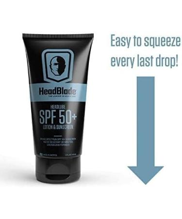 HeadBlade HeadLube SPF 50 Men's Lotion and Sunscreen - Anti-Aging Formula for Face, Body & Scalp | Water Resistant 80 Minutes | 5 fl oz - Buy Online on SooperMarket.com