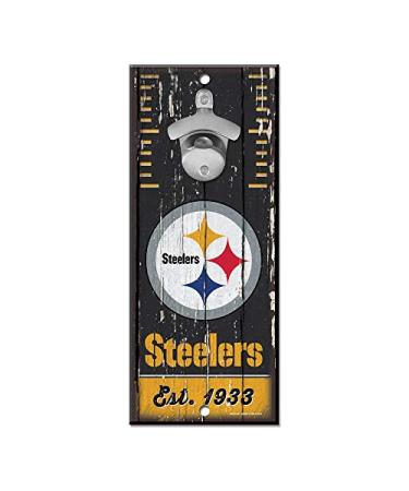 WinCraft NFL Pittsburgh Steelers 5x11 Wood Sign Bottle Opener, Team Colors, 5"x11"