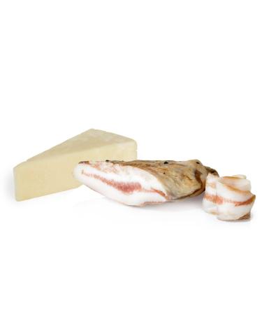 Convenient Mix Roman Tasting Salumi Pasini | Traditional Italian Products | Guanciale Slice Vacuum-Packed 250g and Pecorino Romano DOP 250g