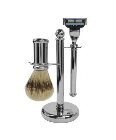 Golddachs - Shaving stand (metal silver & badger silver plucking)