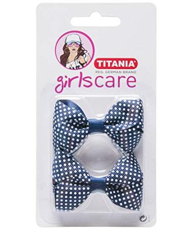Buy Titania Hair Clip Set - Small Bow Design Blue-White Large Dots 2 Pieces | International Shipping Available - Buy Online on SooperMarket.com