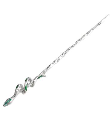 Prosy Green Spirit Snake Hair Clips Vintage Hairpiece Clips Rhinestone Decorative Hair Accessories for Women and Girls (Silver)