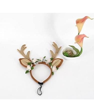 FLAdorepet Dog Elk Antler Reindeer Hat Cap Dog Cat Pet Christmas Costume Outfits Small Big Dog Hat Headwear Hair Grooming Accessories Brown S(for cat and small dog) - Buy Online on SooperMarket.com