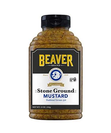 Beaver Stone Ground Mustard, 12 Ounce Squeeze Bottle 12 Ounce (Pack of 1)