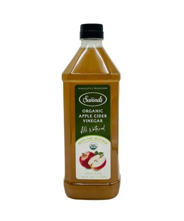 Sanniti Organic Apple Cider Vinegar Unfiltered All Natural with the Mother, 34 Fl Oz (1 Liter)