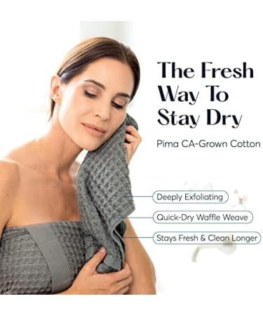 SUTERA Wash Towels Set - Pack of 4 Grey Silverthread Washcloths - 100% CA-Grown Cotton - Absorbent & Quick Drying Face Cloths - Buy Online on SooperMarket.com