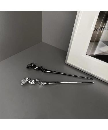 2022 Abstract Minimalist Hair Sticks Set for Women - Punk Metal Chopsticks Hairpin Accessories (2PCS) - Buy Online on SooperMarket.com