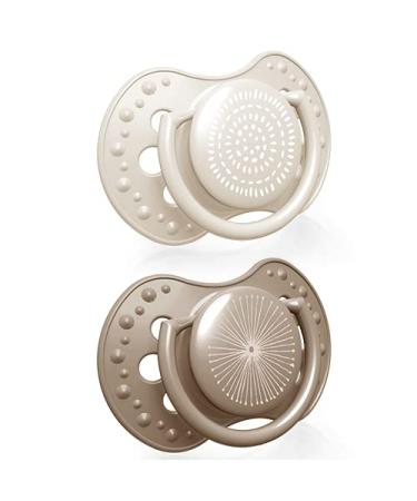 LOVI Dynamic Pacifier 3-6 Months Silicone BPA-free Harmony Collection 2 Pack Beige 3-6 Months Beige