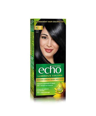 FARCOM Echo hair color with natural olive extract and vitamin C 60ml (1 ebony black)