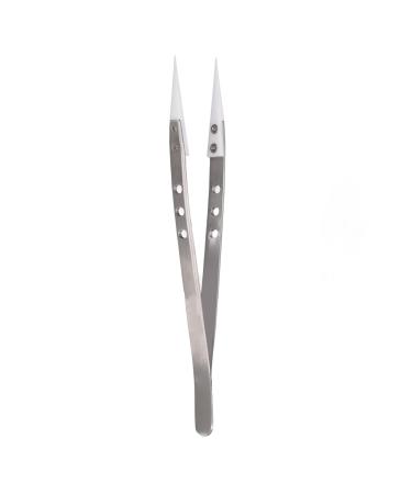 Straight Tip Tweezers Electronic Tweezers Repair Tweezers Straight Head Fine Stainless Steel Ceramic Corrosion Resistance Anti Jumper Tweezers for