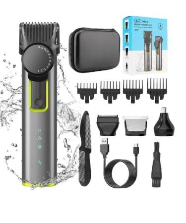 Cordless Electric Beard Trimmer for Men Adjustable Hair Trimmer Barbers Kit Waterproof Mustache Trimmers for Men Gray